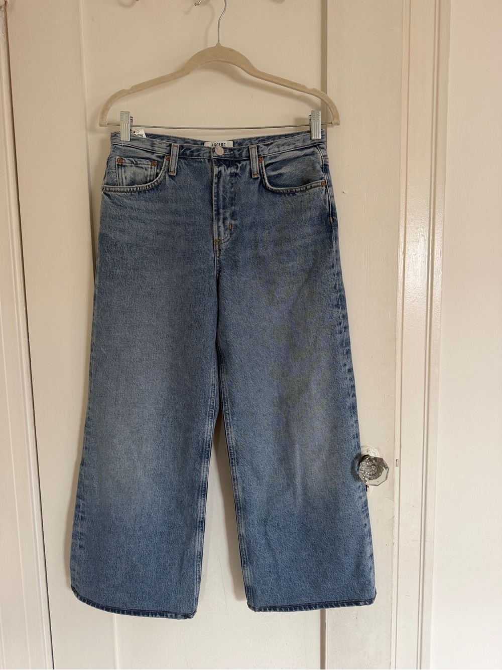 Agolde Light Blue Cropped Wide-Leg Jeans
